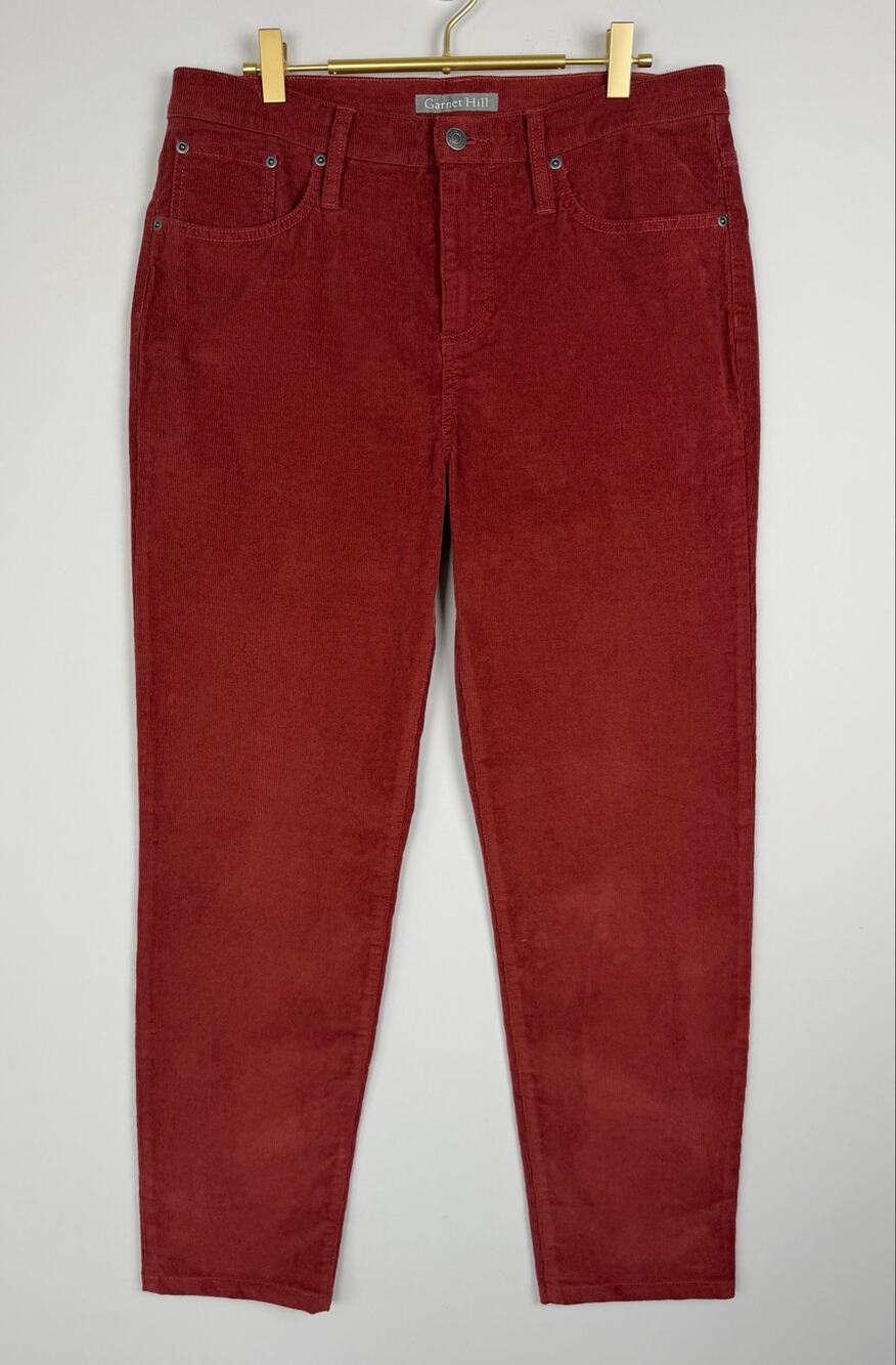Garnet Hill Corduroy Slim Straight Pants Burgundy Red Women’s 10 Fall Staple